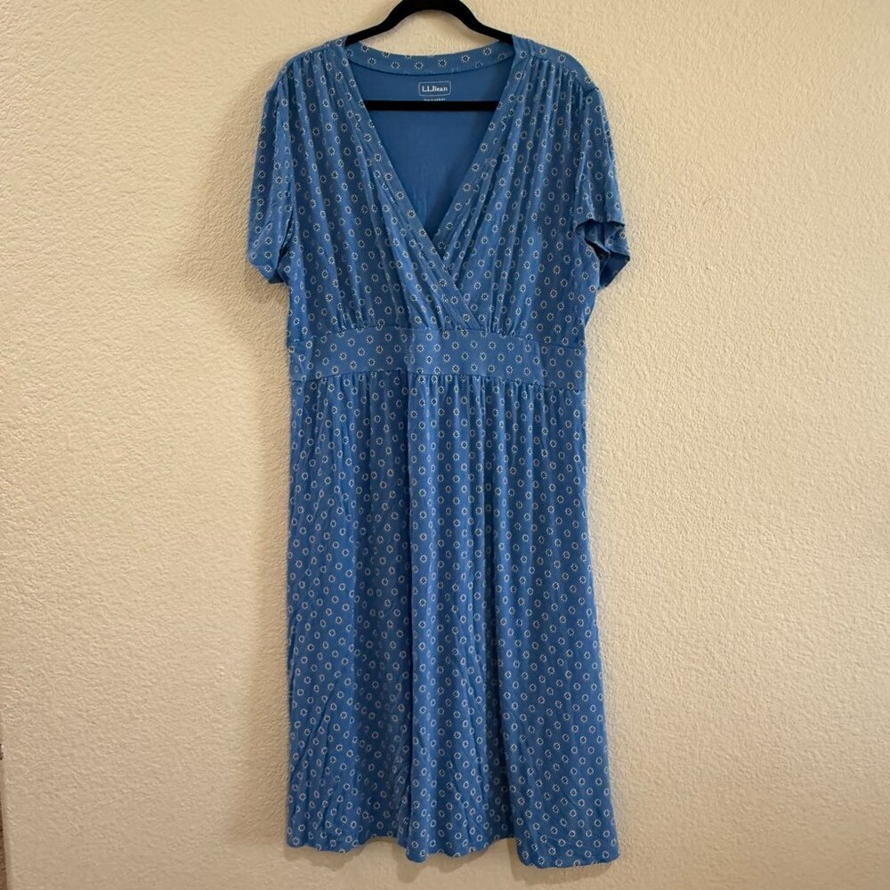 LL Bean Blue and White Floral Dress